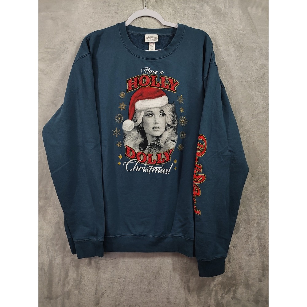 Dollywood Exclusive Holly Dolly Christmas Sweatshirt Teal Blue XXL Dolly Parton